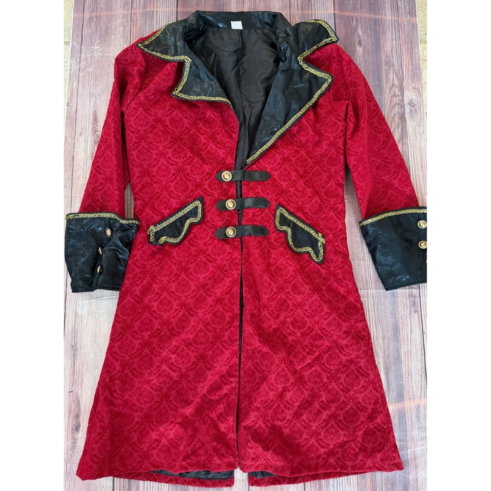 Spirit Halloween Mens Pirate Captain Coat Red Damask Costume Jacket Medium